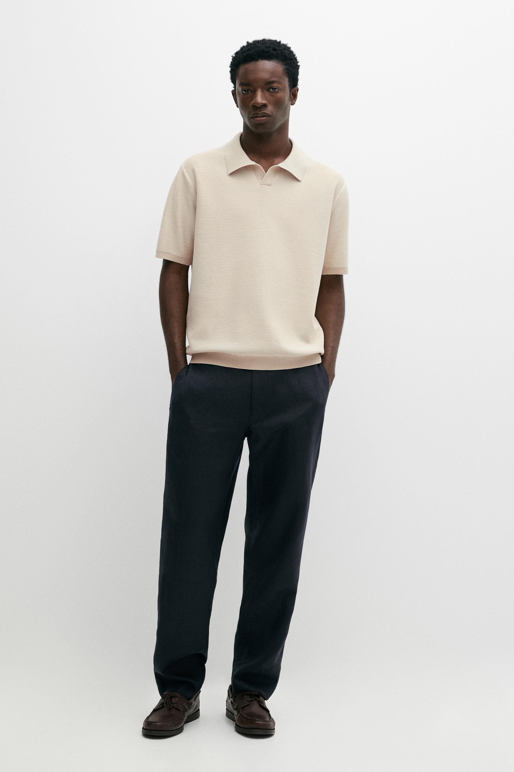 100% cotton contrast knit polo sweater